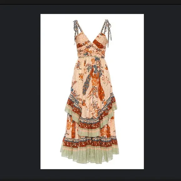 Ulla Johnson Meera Crisscross-Strap Tiered-Ruffle Maxi Dress Egret - Picture 1 of 4